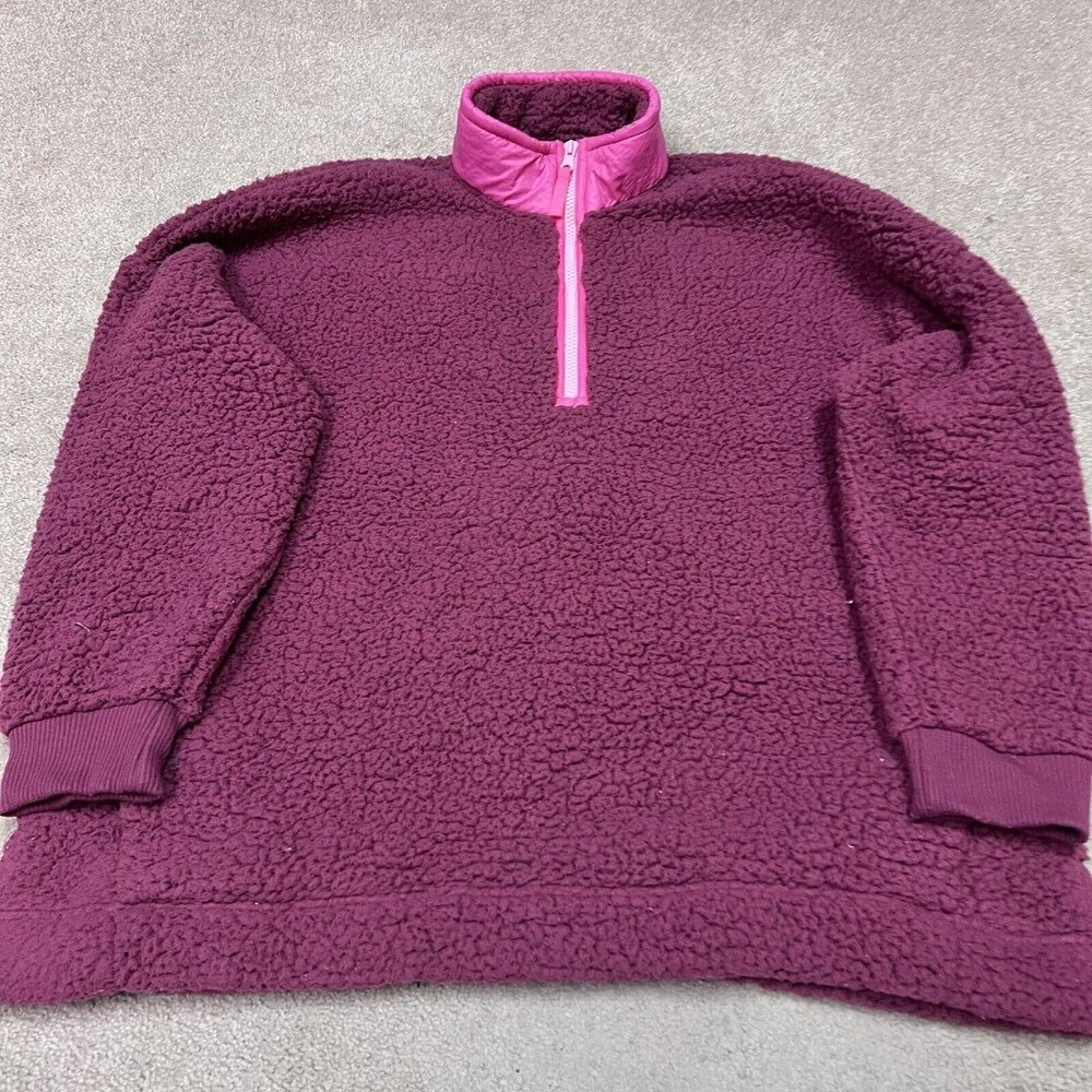 Aerie Sherpa Jacket Pink Long Sleeve 1/4 Zip Women’s Size Large - Picture 7 of 11